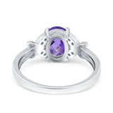 14K White Gold 1.27ct Oval 8mmx6mm Butterfly Accent G SI Natural Amethyst Diamond Engagement Wedding Ring Size 6.5