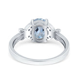 14K White Gold 1.27ct Oval 8mmx6mm Butterfly Accent G SI Natural Aquamarine Diamond Engagement Wedding Ring Size 6.5