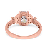 14K Rose Gold 1.27ct Oval 8mmx6mm Butterfly Accent G SI Natural Morganite Diamond Engagement Wedding Ring Size 6.5