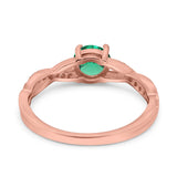 14K Rose Gold 0.98ct Round Art Deco 6mm G SI Nano Emerald Diamond Engagement Wedding Ring Size 6.5