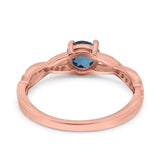 14K Rose Gold 0.98ct Round Art Deco 6mm G SI London Blue Topaz Diamond Engagement Wedding Ring Size 6.5