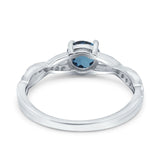 14K White Gold 0.98ct Round Art Deco 6mm G SI London Blue Topaz Diamond Engagement Wedding Ring Size 6.5