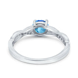 14K White Gold 0.98ct Round Art Deco 6mm G SI Natural Blue Topaz Diamond Engagement Wedding Ring Size 6.5