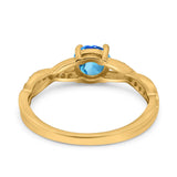 14K Yellow Gold 0.98ct Round Art Deco 6mm G SI Natural Blue Topaz Diamond Engagement Wedding Ring Size 6.5