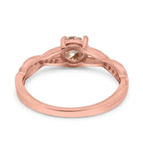 14K Rose Gold 0.98ct Round Art Deco 6mm G SI Natural Morganite Diamond Engagement Wedding Ring Size 6.5