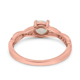 14K Rose Gold 0.14ct Round Art Deco 6mm G SI Natural White Opal Diamond Engagement Wedding Ring Size 6.5