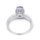 14K White Gold 1.41ct Oval 8mmx6mm Fashion Accent G SI Natural Amethyst Diamond Engagement Wedding Ring Size 6.5