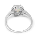 14K White Gold 0.10ct Round Art Deco 6mm G SI Natural White Opal Diamond Engagement Wedding Ring Size 6.5