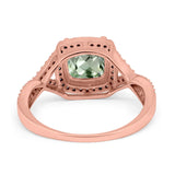 14K Rose Gold 2.37ct Cushion Infinity Shank 8mm G SI Natural Green Amethyst Diamond Engagement Wedding Ring Size 6.5