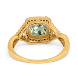 14K Yellow Gold 2.37ct Cushion Infinity Shank 8mm G SI Natural Green Amethyst Diamond Engagement Wedding Ring Size 6.5