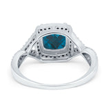 14K White Gold 2.37ct Cushion Infinity Shank 8mm G SI London Blue Topaz Diamond Engagement Wedding Ring Size 6.5