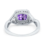 14K White Gold 2.37ct Cushion Infinity Shank 8mm G SI Natural Amethyst Diamond Engagement Wedding Ring Size 6.5