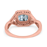 14K Rose Gold 2.37ct Cushion Infinity Shank 8mm G SI Natural Aquamarine Diamond Engagement Wedding Ring Size 6.5