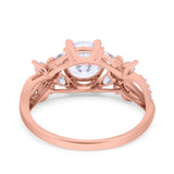 14K Rose Gold Halo Floral Art Deco Wedding Engagement Ring Round Simulated Cubic Zirconia size-7