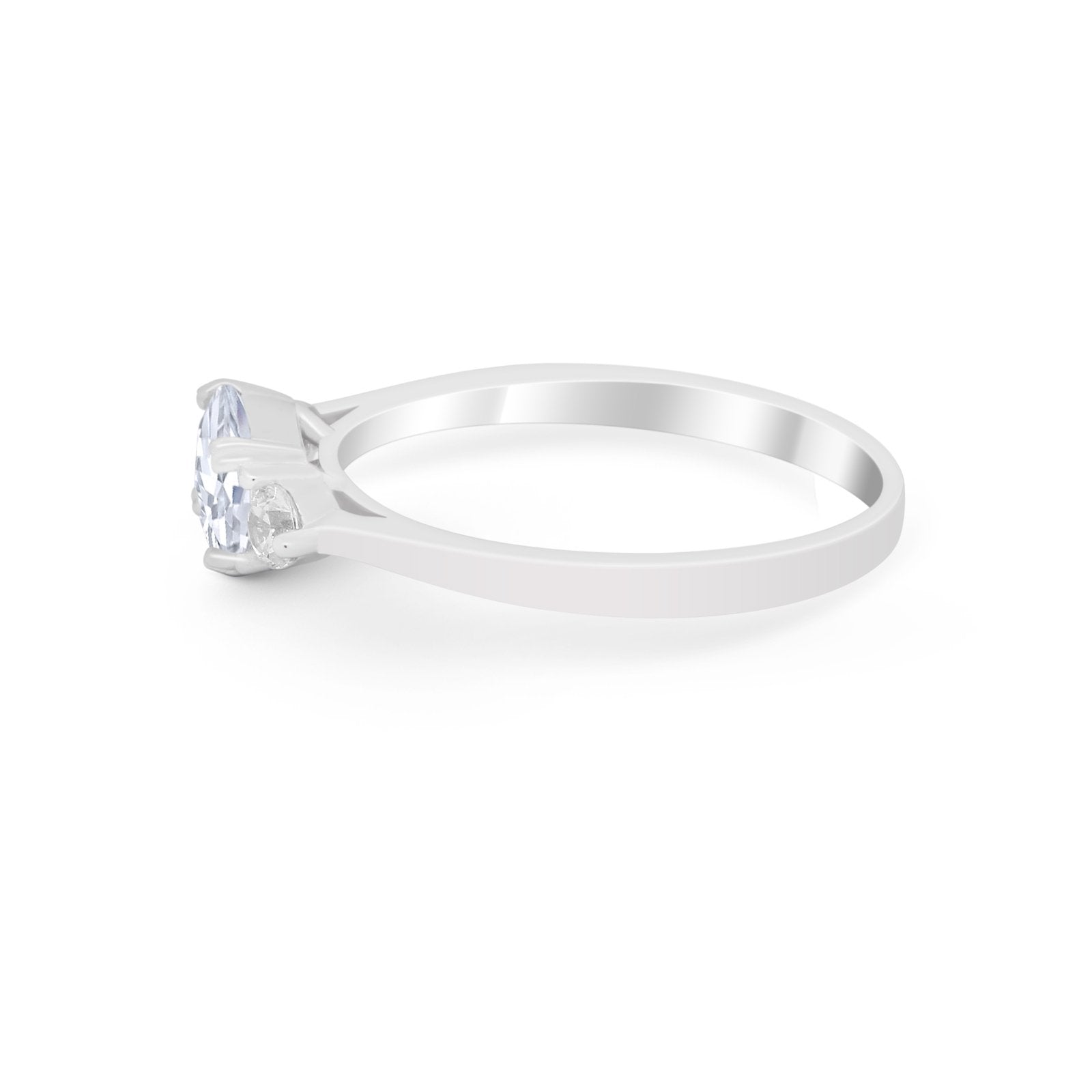 Three Stone Wedding Ring Emerald Cut Round Simulated CZ 925 Sterling Silver