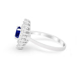 Art Deco Wedding Bridal Ring Baguette Simulated Blue Sapphire CZ 925 Sterling Silver