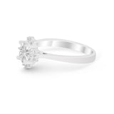 Halo Floral Art Deco Wedding Ring Round Simulated CZ 925 Sterling Silver