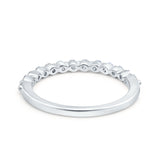 14K White Gold 0.23ct Diamond Round Vintage Half Eternity 1.8mm Band Engagement Ring Size 6.5