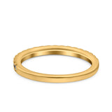 14K Yellow Gold Natural Sapphire 0.23ct Diamond 3mm Wedding Band Half Eternity Ring Size 6.5