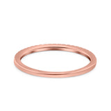 14K Rose Gold Half Eternity 0.12ct Diamond 1.3mm Band Engagement Ring Size 6.5