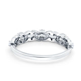 14K White Gold 0.23ct Marquise & Round 4.5mm G SI Art Deco Half Eternity Diamond Band Engagement Wedding Ring Size 6.5