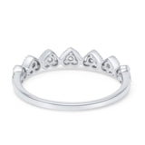 14K White Gold 0.20ct Heart 6.3mm G SI Diamond Engagement Half Eternity Wedding Ring Size 6.5