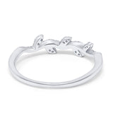 14K White Gold 0.13ct Round 4.5mm G SI Half Eternity Leaf Vine Trendy Stackable Diamond Engagement Wedding Ring Size 6.5