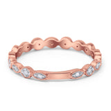 14K Rose Gold 0.10ct Round 2.75mm G SI Half Eternity Stackable Diamond Rinze Engagement Wedding Ring Size 6.5