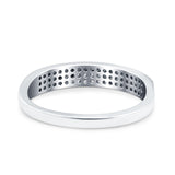 Half Eternity Ring Engagement Band Round Pave Simulated CZ 925 Sterling Silver (4mm)