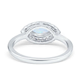 Floral Marquise Engagement Ring Lab Created White Opal 925 Sterling Silver