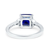 Cushion Cut Celtic Wedding Ring Simulated Blue Sapphire CZ 925 Sterling Silver