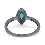 Halo Marquise Engagement Ring Black Tone, Simulated Paraiba Tourmaline CZ 925 Sterling Silver