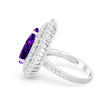 Teardrop Cocktail Ring Pear Simulated Amethyst CZ 925 Sterling Silver