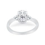 Three Stone Oval Engagement Ring Simulated Cubic Zirconia 925 Sterling Silver