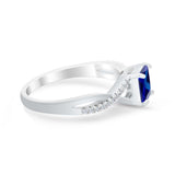 Infinity Shank Princess Cut Engagement Ring Simulated Blue Sapphire CZ 925 Sterling Silver