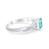 Infinity Shank Princess Cut Engagement Ring Simulated Paraiba Tourmaline CZ 925 Sterling Silver