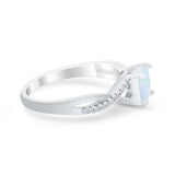 Infinity Shank Engagement Ring Lab Created White Opal 925 Sterling Silver