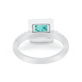 Halo Wedding Ring Simulated Paraiba Tourmaline CZ 925 Sterling Silver