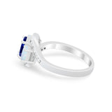 3-Stone Swirl Wedding Ring Oval Simulated Blue Sapphire CZ 925 Sterling Silver
