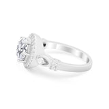 Vintage Style Engagement Ring Round Simulated Cubic Zirconia 925 Sterling Silver