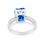 Solitaire Wedding Ring Simulated Blue Topaz CZ 925 Sterling Silver