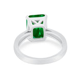 Solitaire Wedding Ring Simulated Green Emerald CZ 925 Sterling Silver