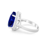 Teardrop Cocktail Engagement Ring Simulated Blue Sapphire CZ 925 Sterling Silver