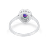 Teardrop Solitaire Wedding Ring Simulated Rainbow CZ 925 Sterling Silver