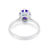 Vintage Style Teardrop Wedding Ring Simulated Rainbow CZ 925 Sterling Silver