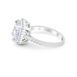 Halo Cushion Cut Engagement Ring Round Simulated CZ 925 Sterling Silver