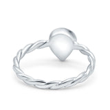 Teardrop Pear Lab Created White Opal Braided Cable Band Ring 925 Sterling Silver