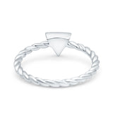 Triangle Lab Created White Opal Braided Cable Band Ring 925 Sterling Silver