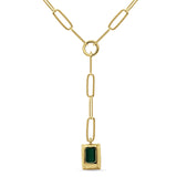 Green Emerald Paperclip Chain Necklace