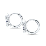 Butterfly Marquise Lever Back Earrings Hoop Huggie Design Simulated Blue Sapphire CZ 925 Sterling Silver (12mm)